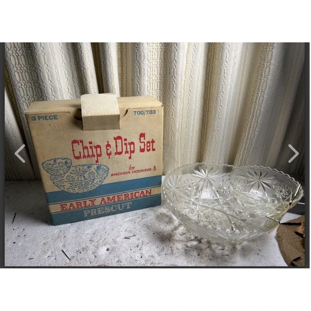 Anchor Hocking Chip & Dip Set 3pc New Vintage
